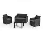 ALLIBERT by KETER Salon de jardin en résine – Allibert by KETER - 4 personnes – SAN REMO – Gris graphite