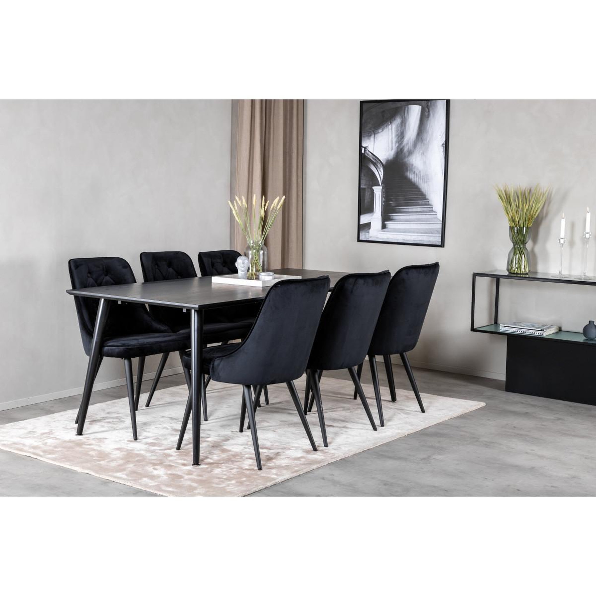 Voir la diapositive 6 : Paris Prix Ensemble table à manger & 6 chaises  dipp & deluxe  180cm noir