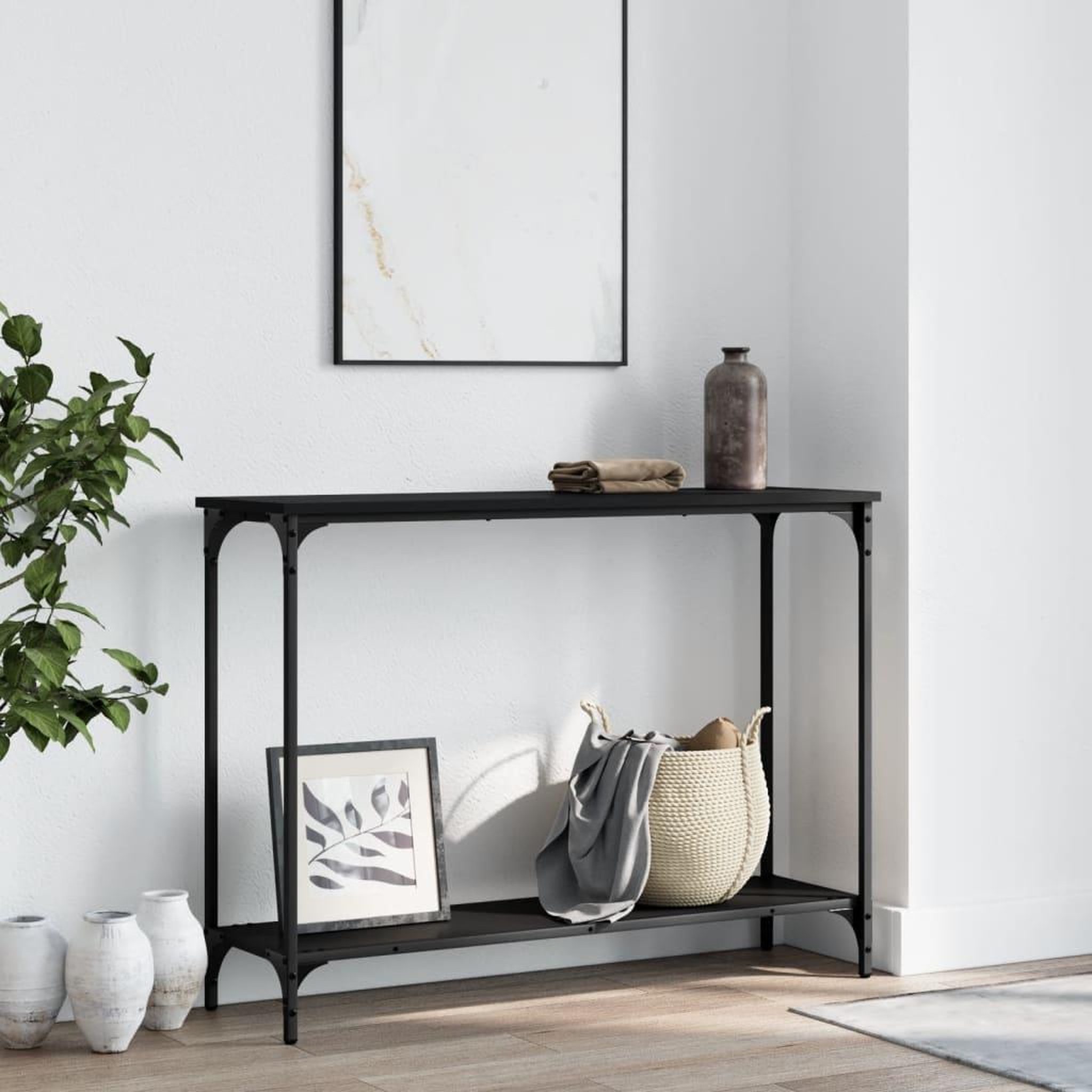 Voir la diapositive 1 : VIDAXL Table console noir 101x30,5x75 cm bois d'ingenierie