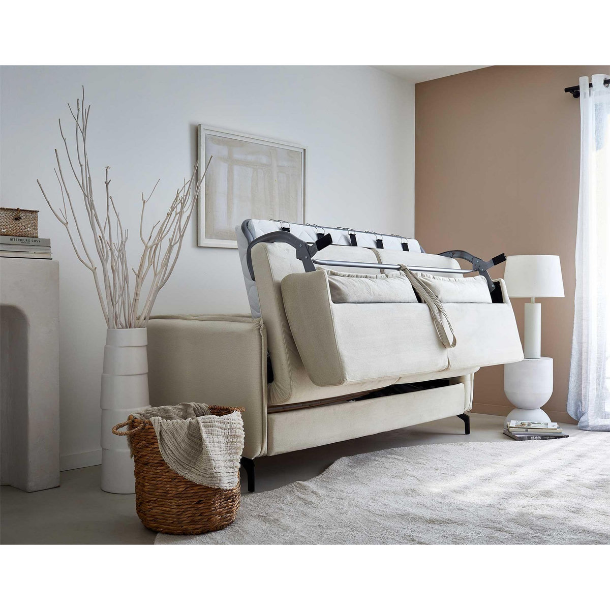 LISA DESIGN Agate - canapé 3 places convertible - couchage quotidien - matelas 14 cm - en velours