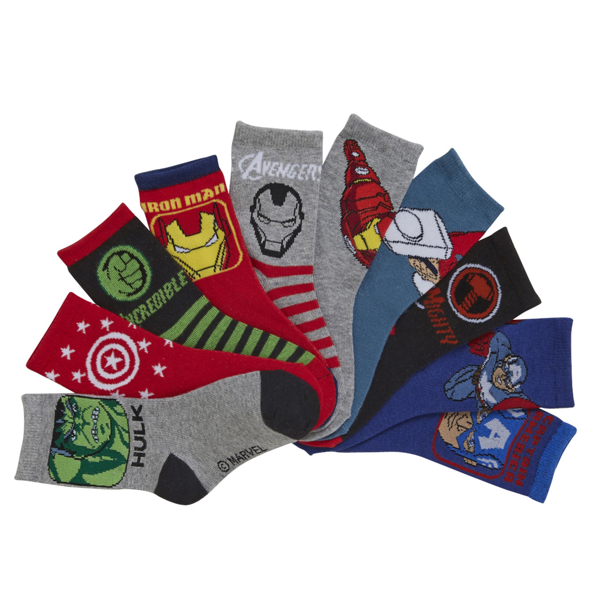 Pack De Chaussettes Marvel Avengers Pour Garçon - Coton Doux, Tailles 23/26 à 35/38 - 10