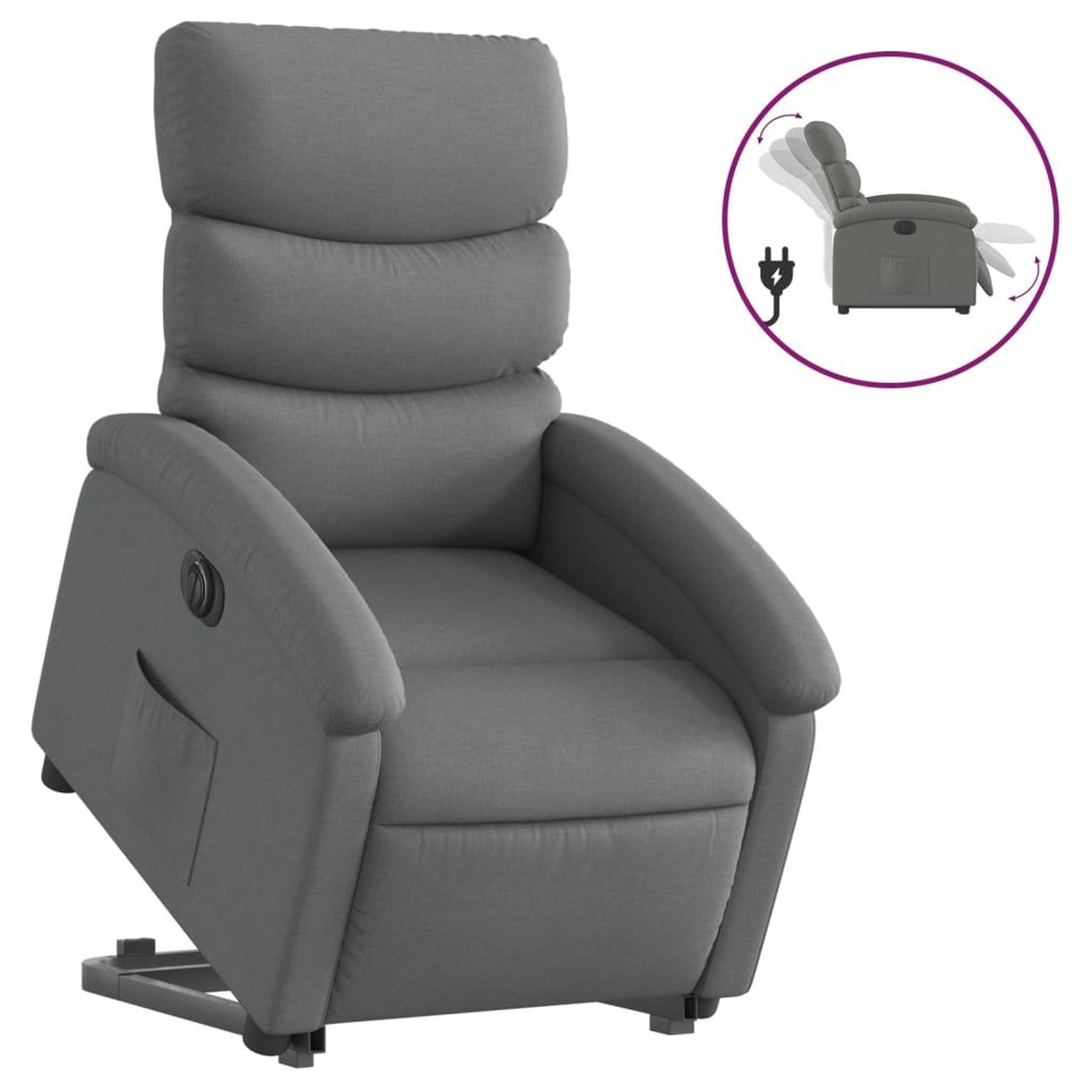 Voir la diapositive 2 : VIDAXL Fauteuil inclinable electrique gris fonce tissu