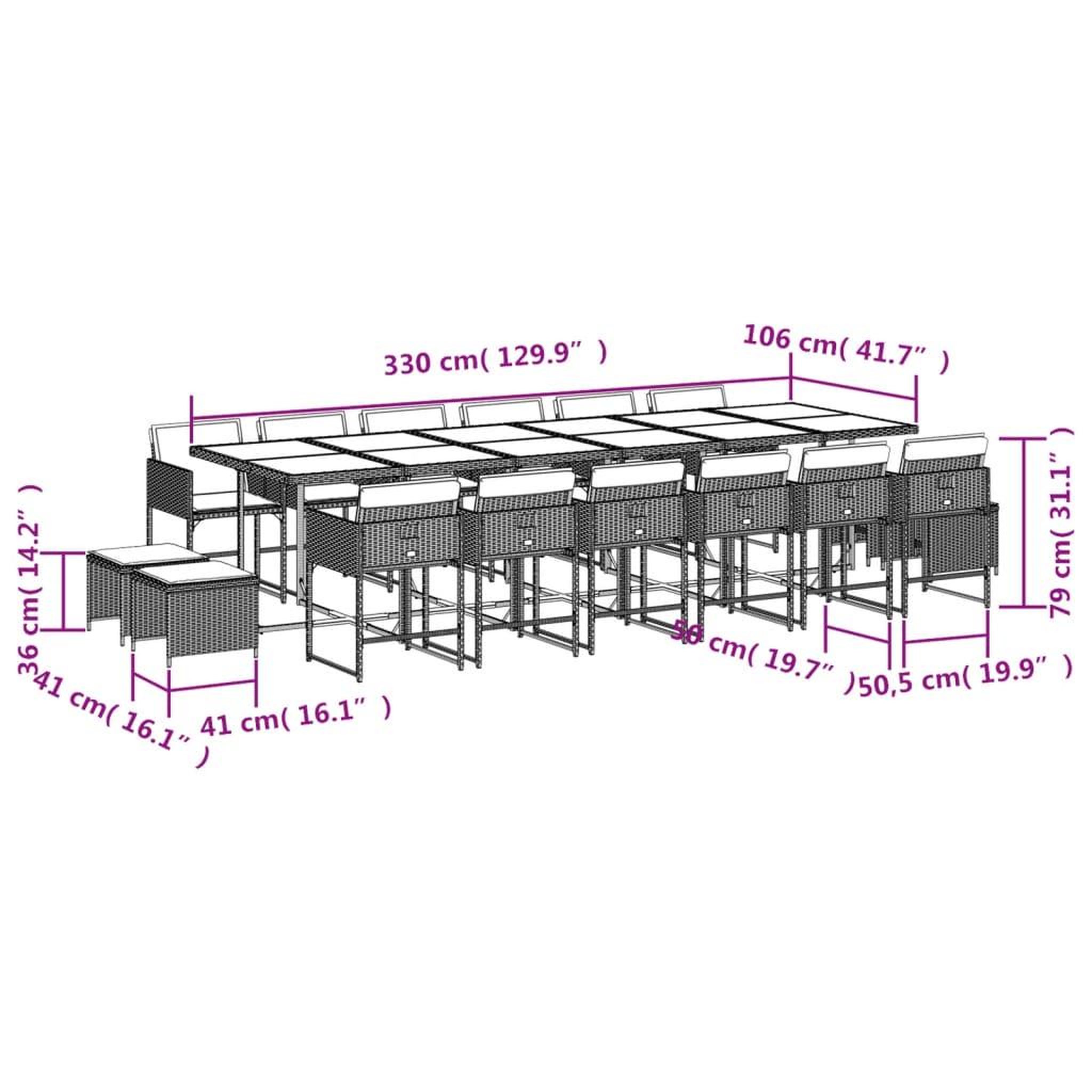 Voir la diapositive 6 : VIDAXL Ensemble a manger de jardin 17 pcs et coussins resine tressee