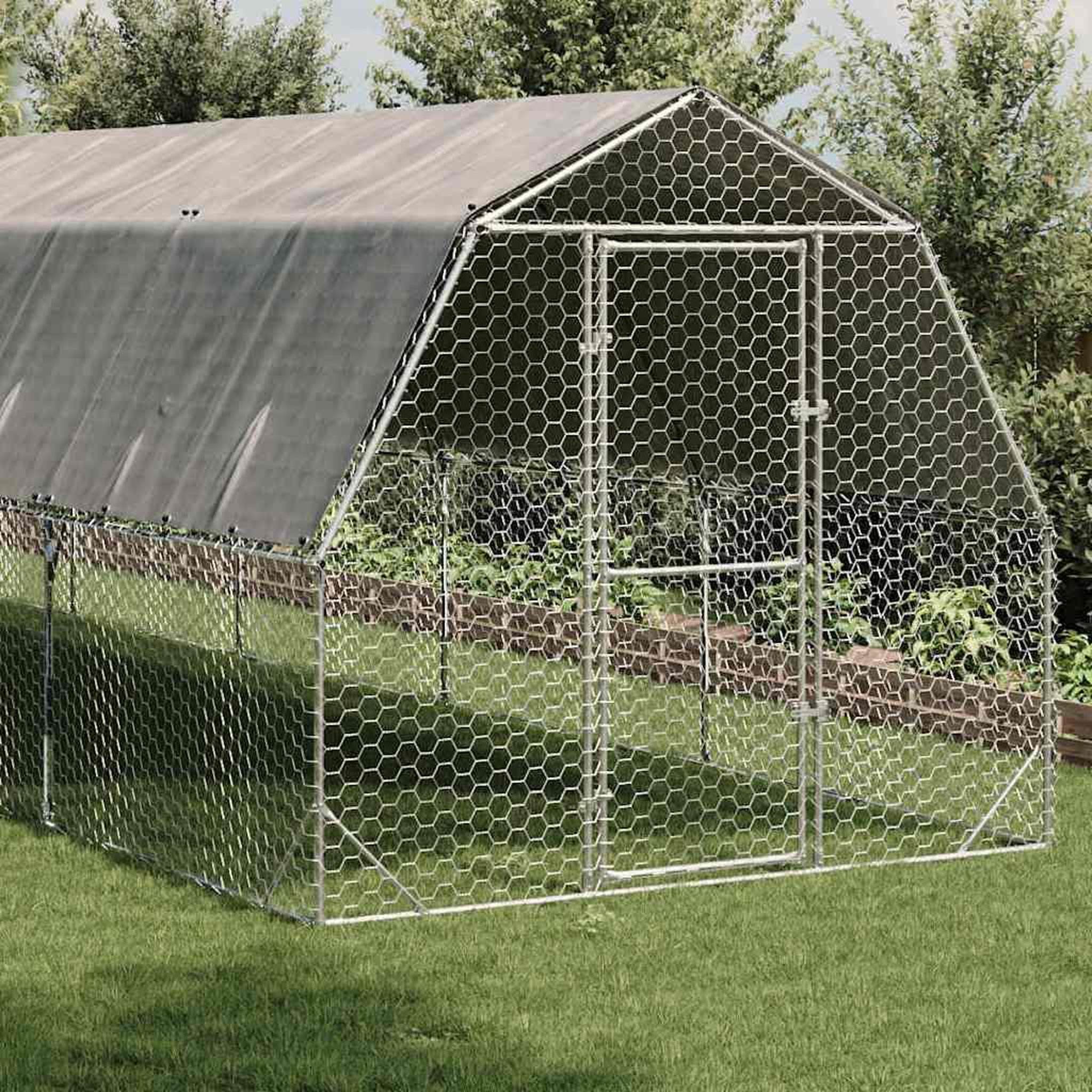 Voir la diapositive 2 : VIDAXL Poulailler avec toit 2,5x8x2,25 m acier galvanise