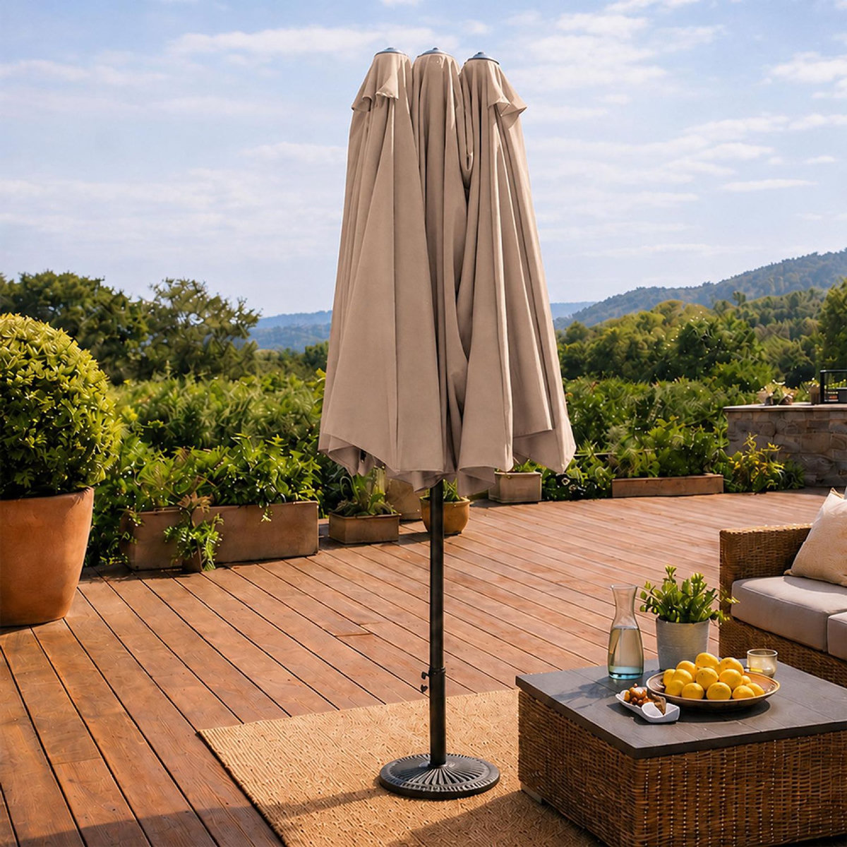 CONCEPT USINE Parasol rectangulaire double 2,7x4,6m taupe VENICE