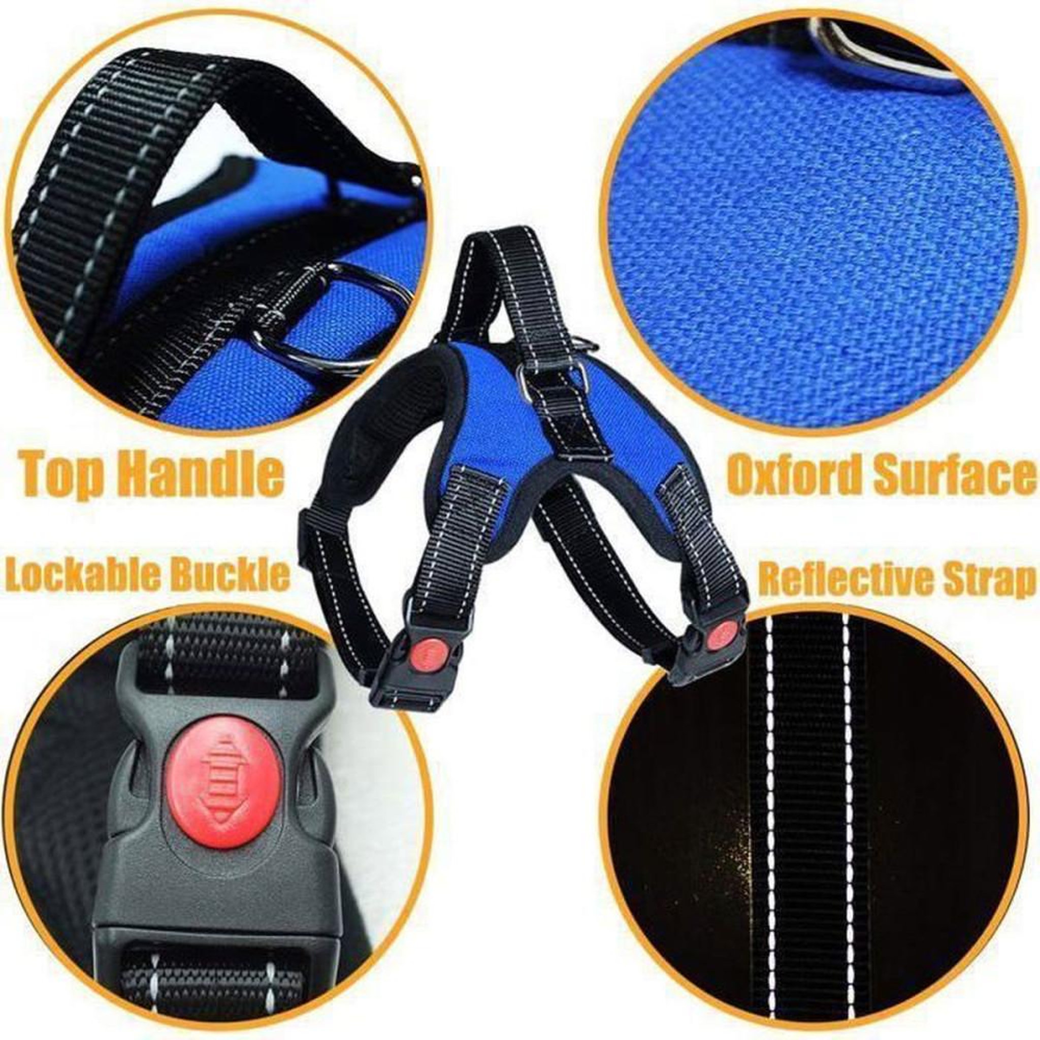 Voir la diapositive 2 : Harnais pour chien XL sans traction, rembourrage respirant anti-frottement, bandes réfléchissantes, poignée de contrôle arrière et boucles rapides