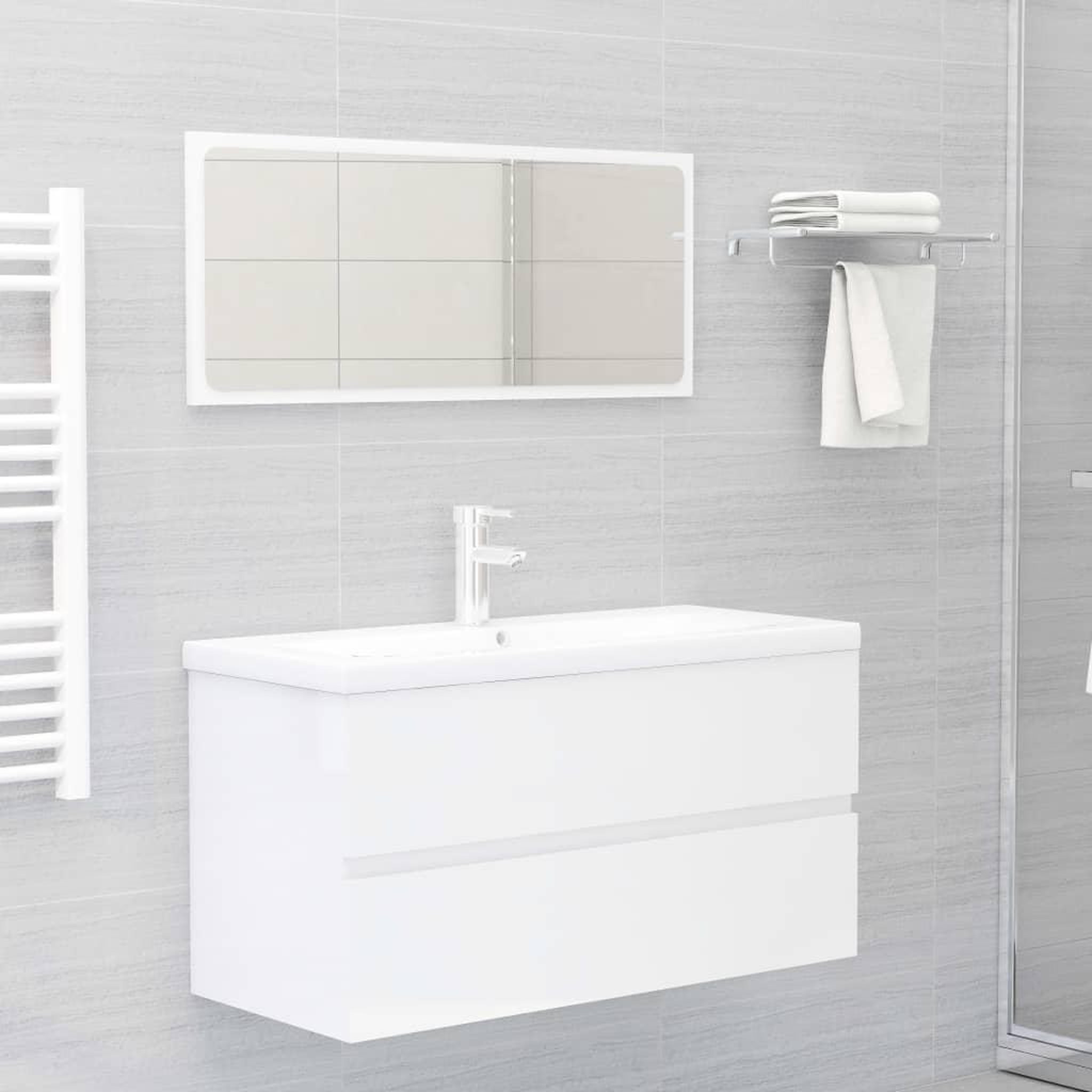Voir la diapositive 3 : VIDAXL Armoire d'evier Blanc brillant 90x38,5x45 cm Bois d'ingenierie