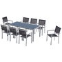 Voir la diapositive 1 : CONCEPT USINE Table de jardin et 8 fauteuils aluminium et toile PVC gris SALERNE