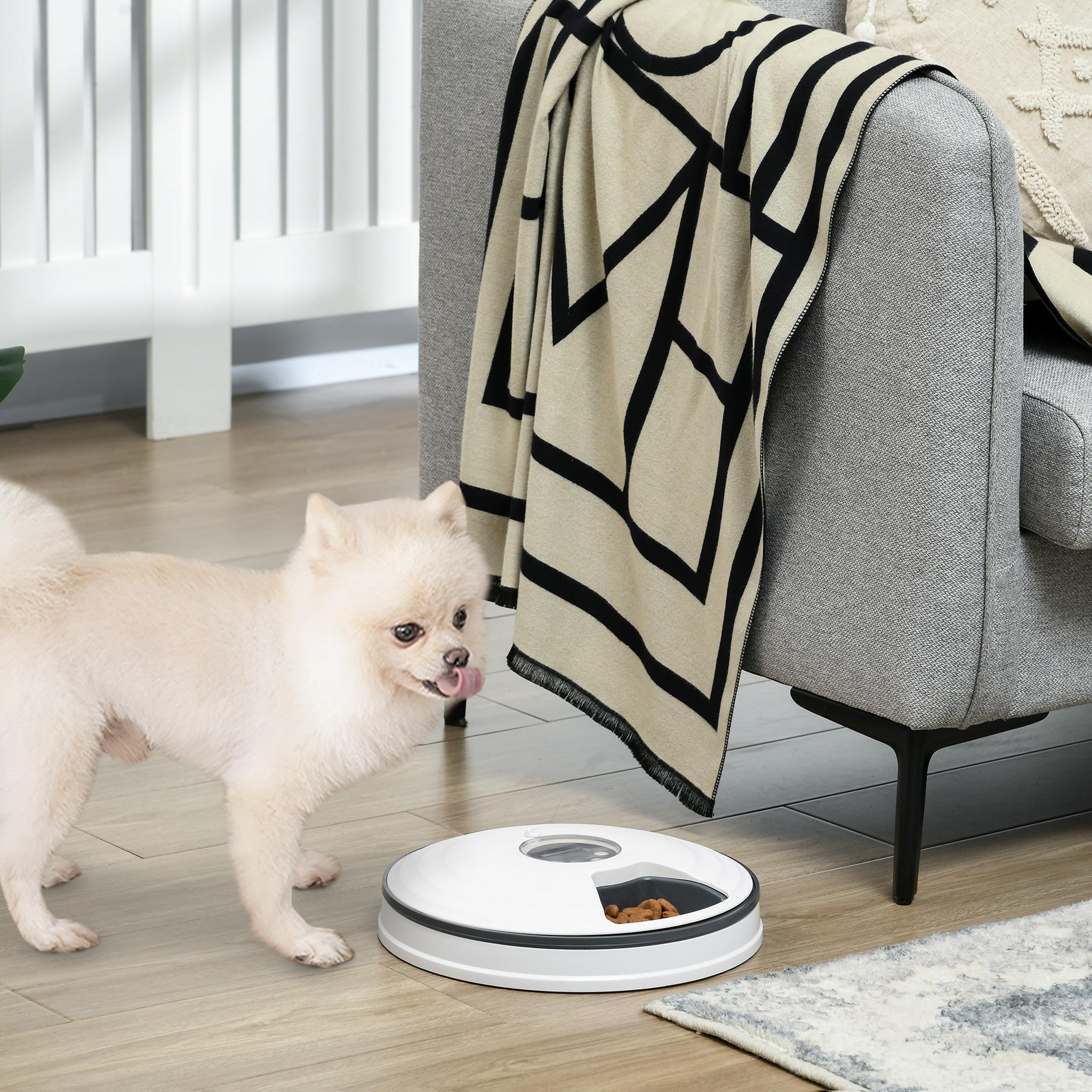 Voir la diapositive 2 : PAWHUT Distributeur de nourriture chat chien - distributeur automatique programmable - 6 compartiments - écran LED - fonction musicale intégrée - ABS gris blanc