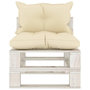 Voir la diapositive 2 : VIDAXL Canape palette de milieu de jardin avec coussins creme Bois