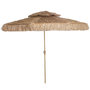 Voir la diapositive 1 : OUTSUNNY Parasol droit style Hawaïen - parasol à franges raphia diamètre 294 cm - manivelle métal marron clair