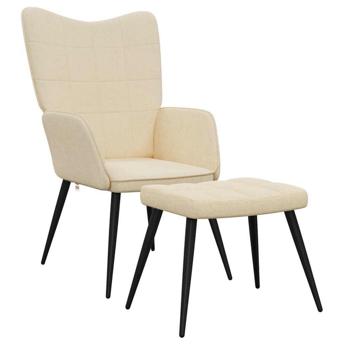 VIDAXL Chaise de relaxation avec tabouret Creme Tissu