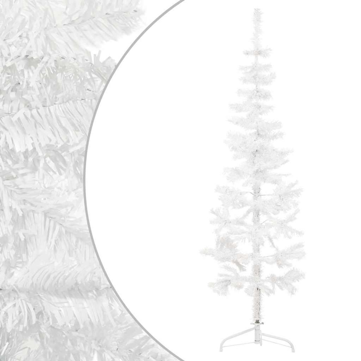 VIDAXL Demi sapin de Noël artificiel mince avec support Blanc 180 cm