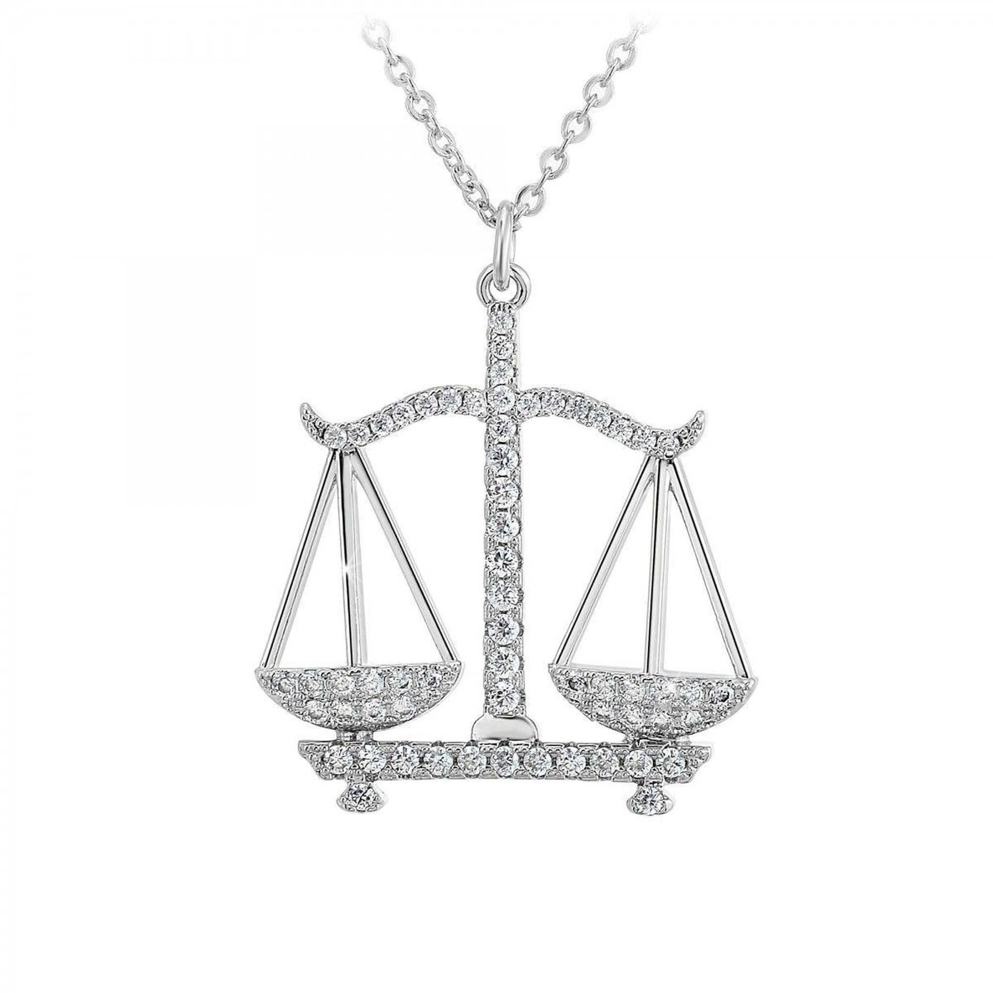 SC CRYSTAL Collier signe astrologique balance orné de Cristaux scintillants par SC Crystal en Métal rhodié