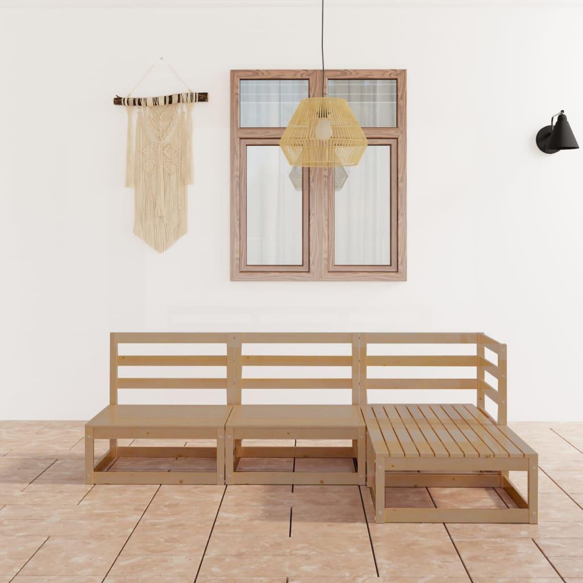 Voir la diapositive 1 : VIDAXL Salon de jardin 4 pcs marron miel bois de pin massif