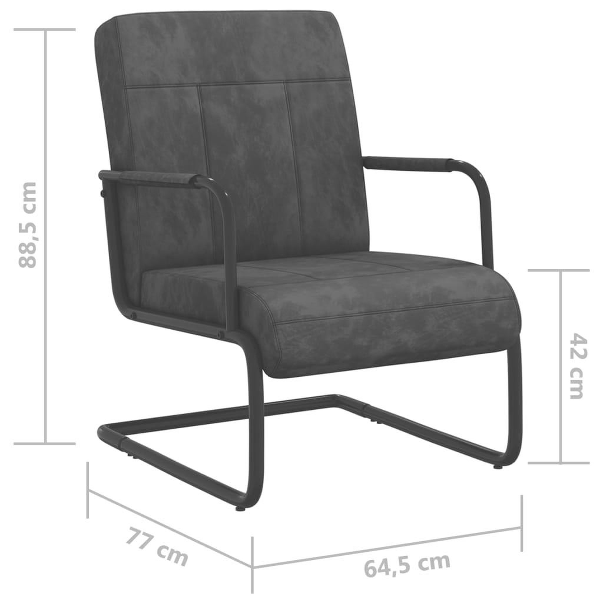 Voir la diapositive 6 : VIDAXL Chaise cantilever Gris fonce Velours