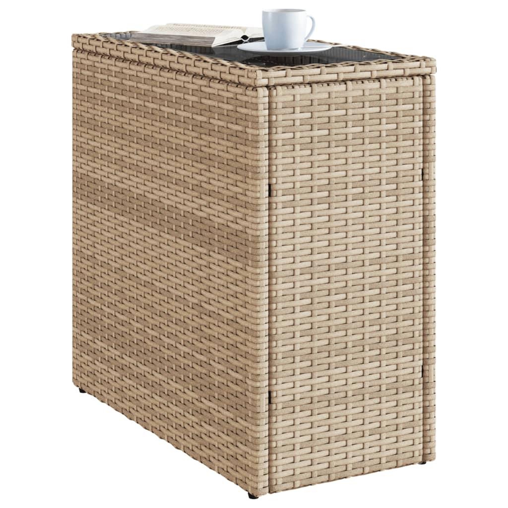Voir la diapositive 4 : VIDAXL Table d'appoint de jardin avec dessus en verre beige rotin
