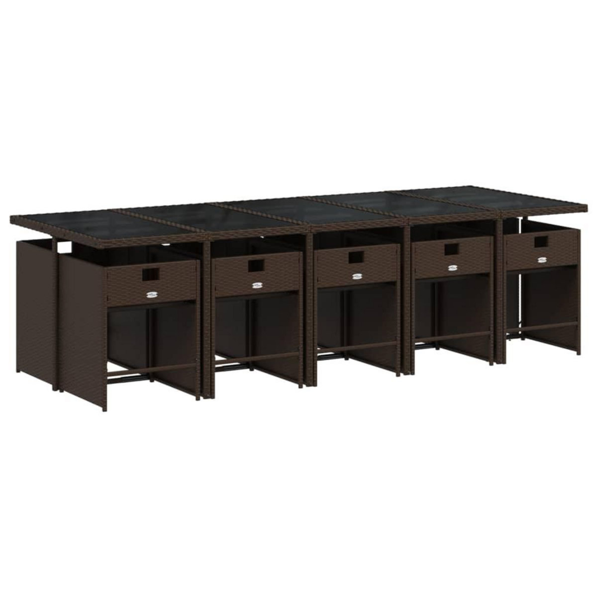 VIDAXL Ensemble a manger de jardin et coussins 11 pcs marron rotin