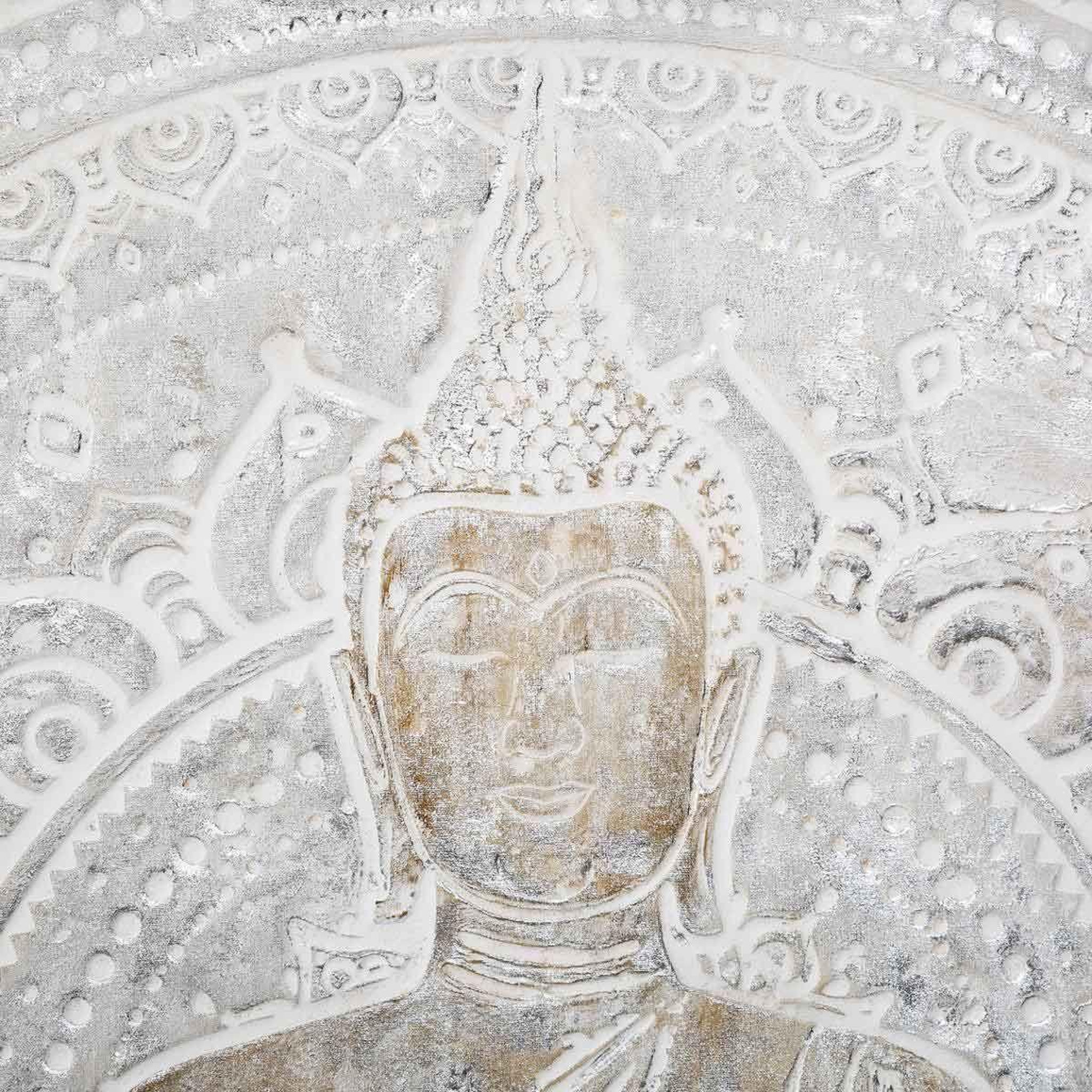 Voir la diapositive 3 : ATMOSPHERA Toile peinte carrée  bouddha  78x78cm argent