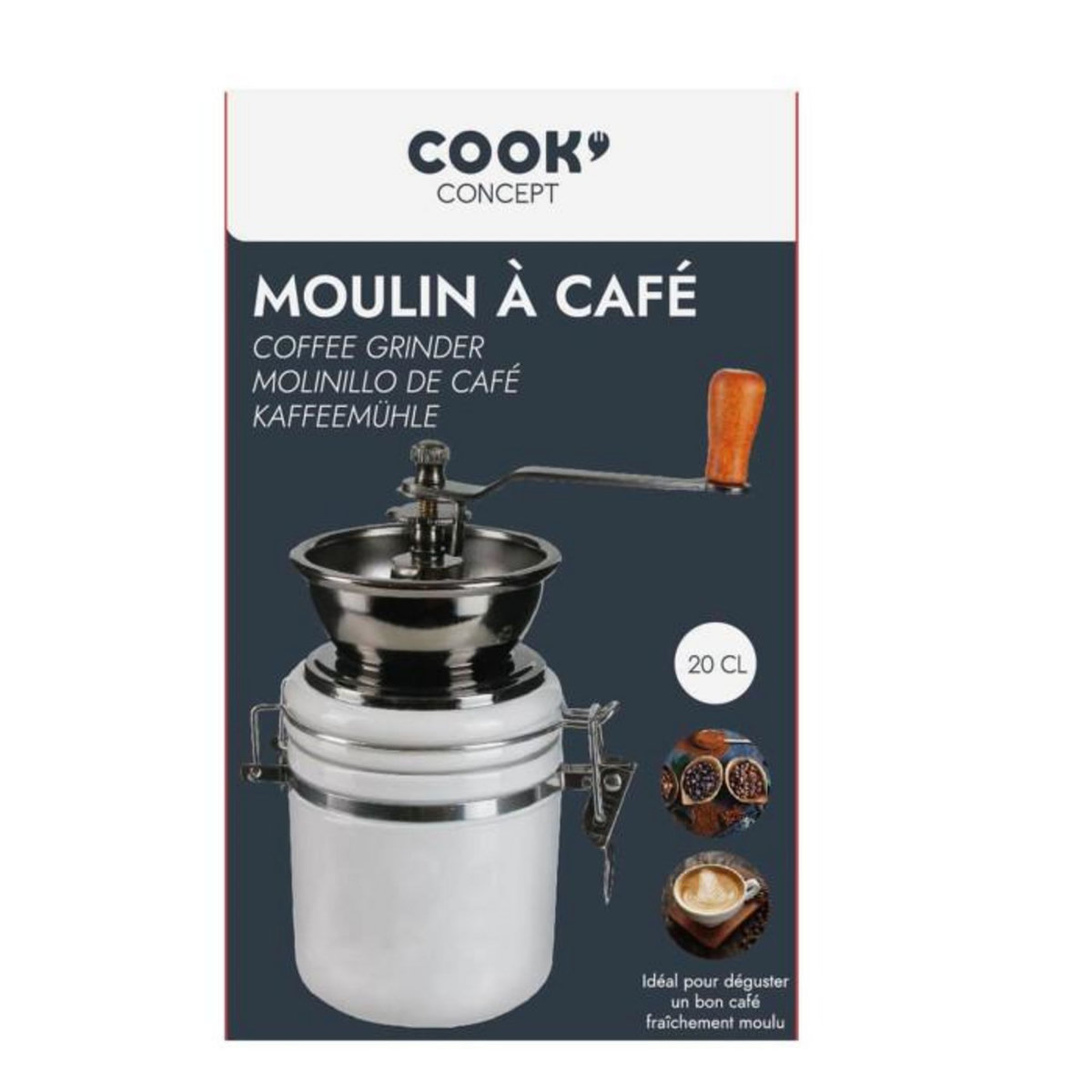 Paris Prix Moulin à Café en Céramique  Barista  20cl Blanc