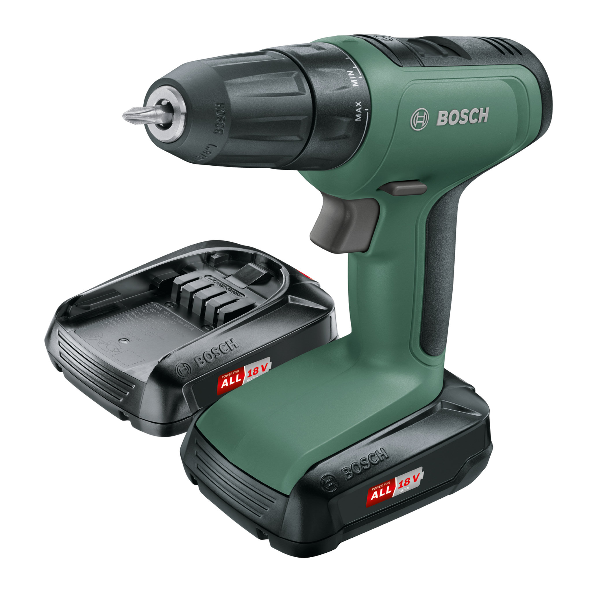 Voir la diapositive 3 : BOSCH Perceuse sans fil 18V UniversalDrill - 2 batteries 1.5 Ah