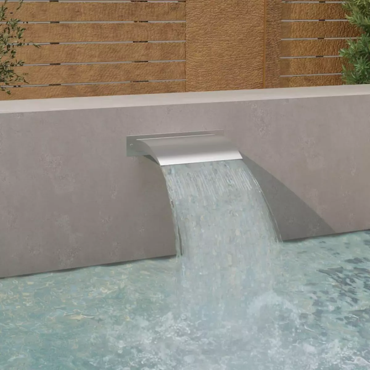 VIDAXL Fontaine de piscine argente 45x26x13 cm acier inoxydable
