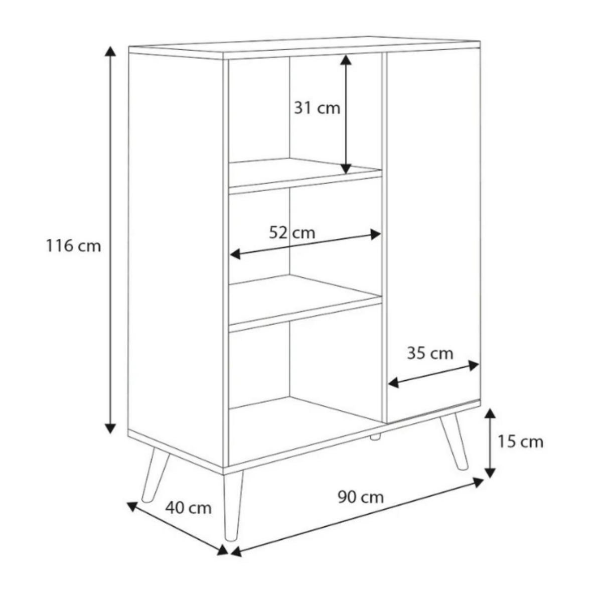 KOBI Bibliothèque Fondi en Bois Clair avec Étagères Design Scandinave