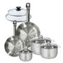 Voir la diapositive 1 : Fackelmann Set 2 poêles 24 28 cm en inox et 2 couvercles verre, 3 faitouts inox 16, 20 et 24 cm Fackelmann Eterna