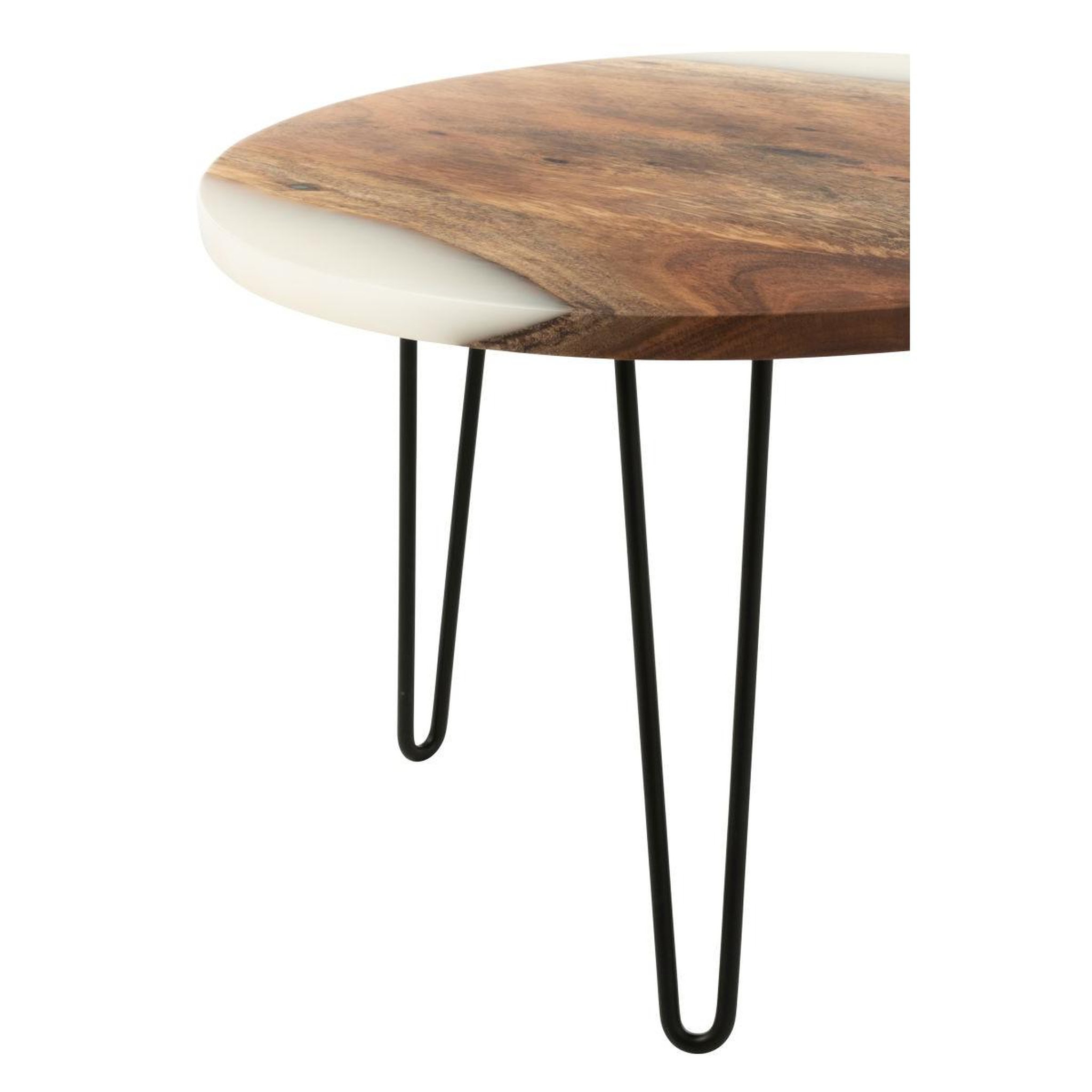 Voir la diapositive 3 : J-LINE Table d'appoint ronde en bois  douglas  38cm naturel & blanc