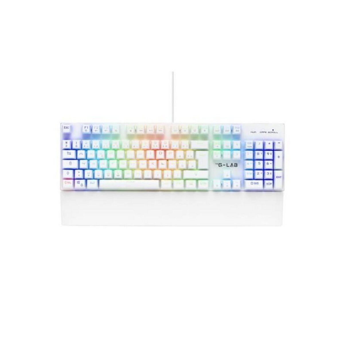 THE G-LAB Clavier Gamer - The G-Lab - KEYZ RUBIDIUM - Mécanique (Switch Rouge) - Repose Poignet - RGB - Filaire - Azerty - Blanc