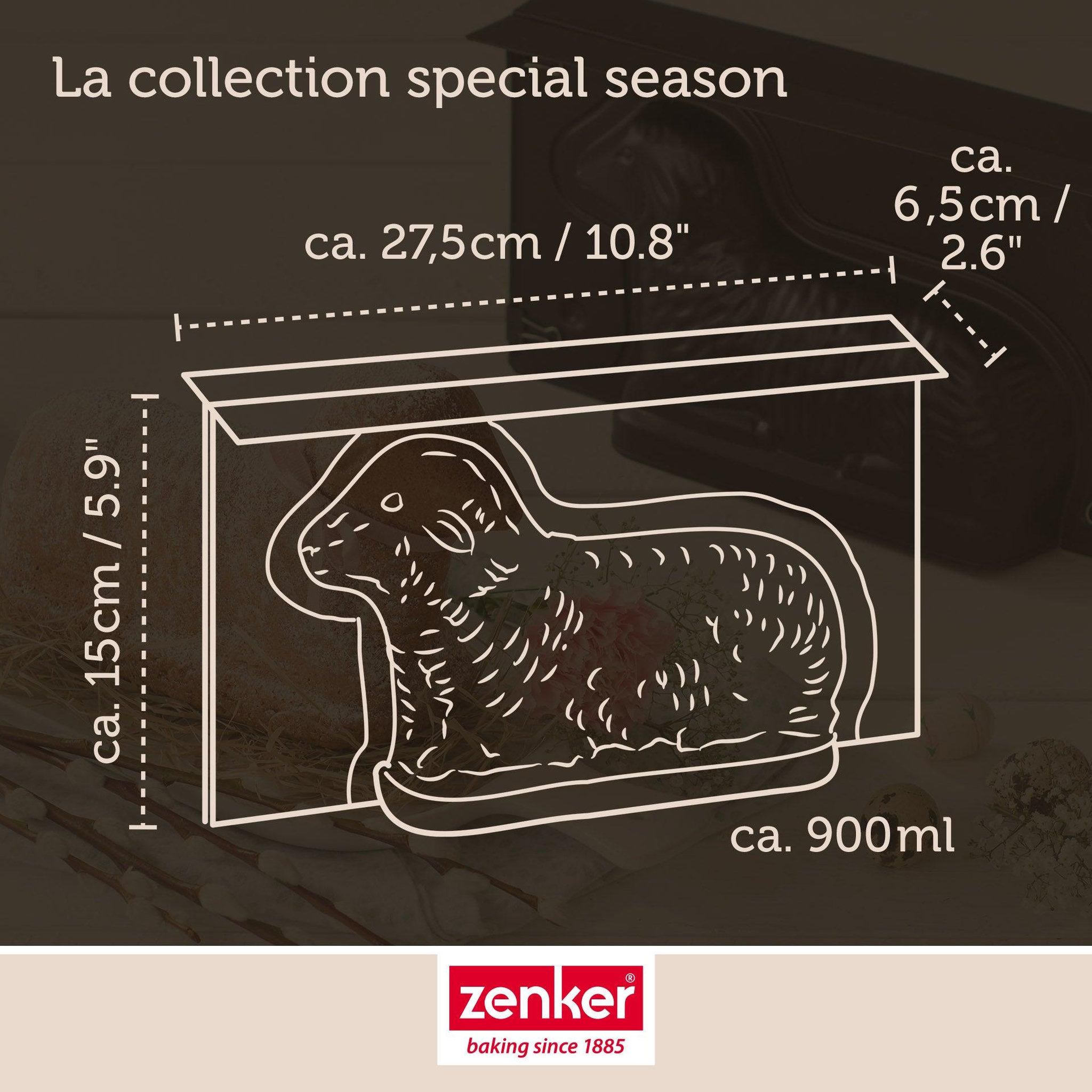 Voir la diapositive 4 : ZENKER Lot de 2 moules à gâteaux 3d en forme d'agneau pascal 900 ml zenker special season