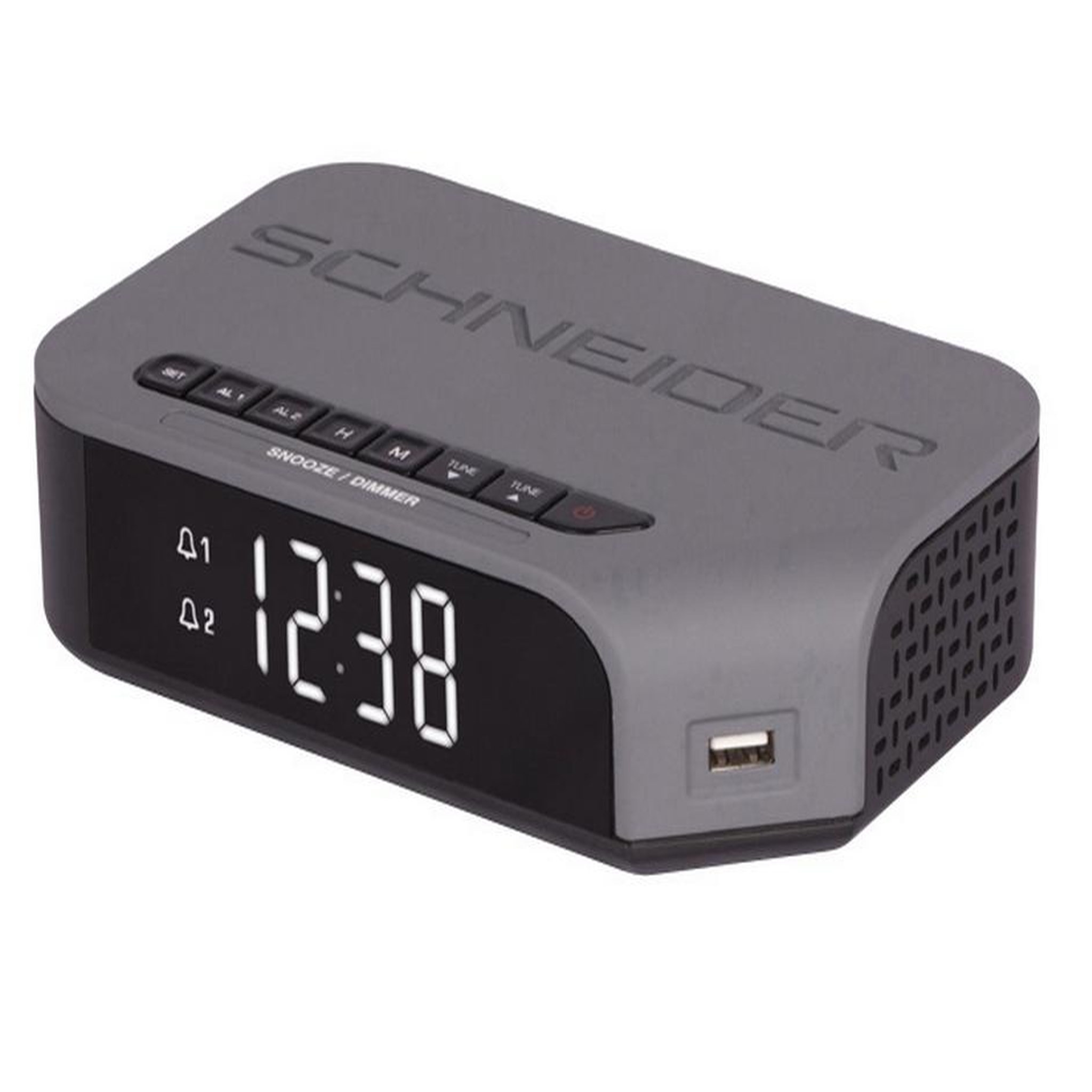 SCHNEIDER Radio-réveil double alarme silver - sc310aclgry