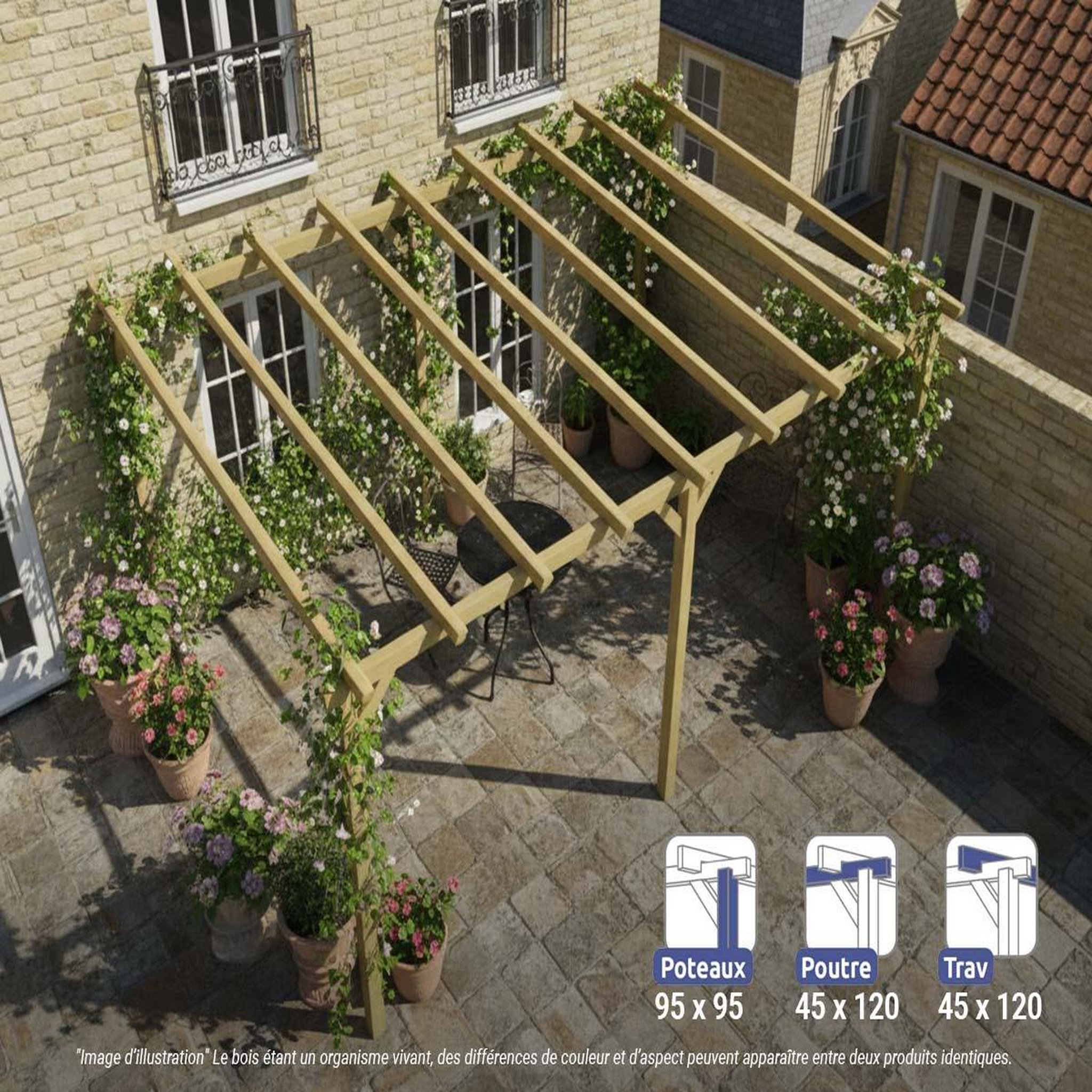 JARDIDECO Pergola massive en bois paris 600 x 420 cm - maderland