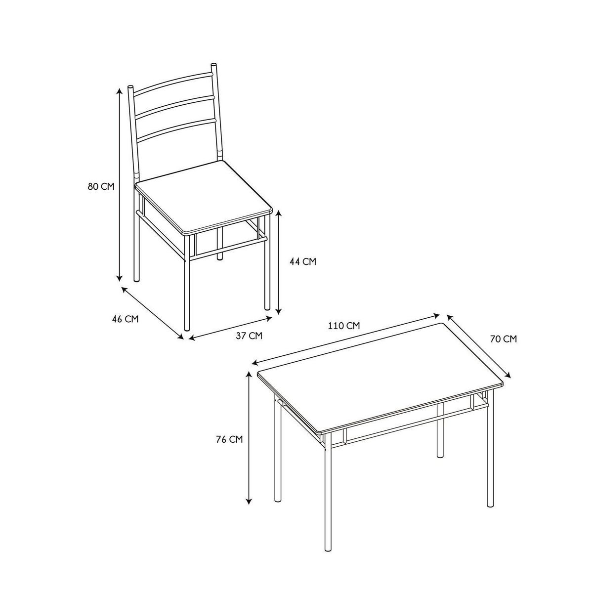 The Home Deco Factory Ensemble table à manger et 4 chaises Kalo - Marron et noir