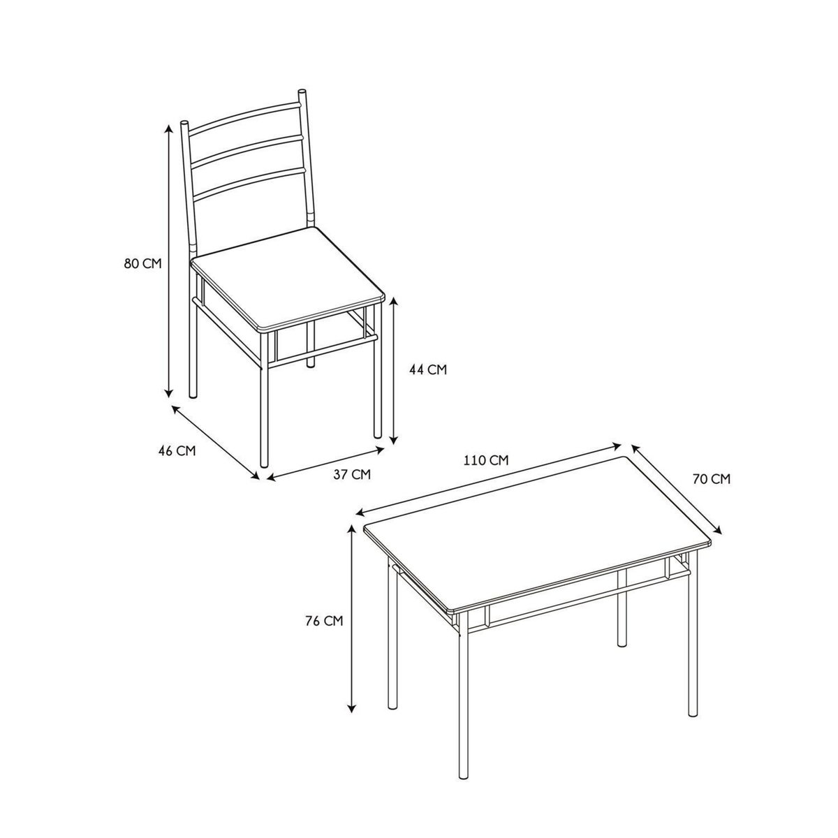 The Home Deco Factory Ensemble table à manger et 4 chaises Kalo - Marron et noir