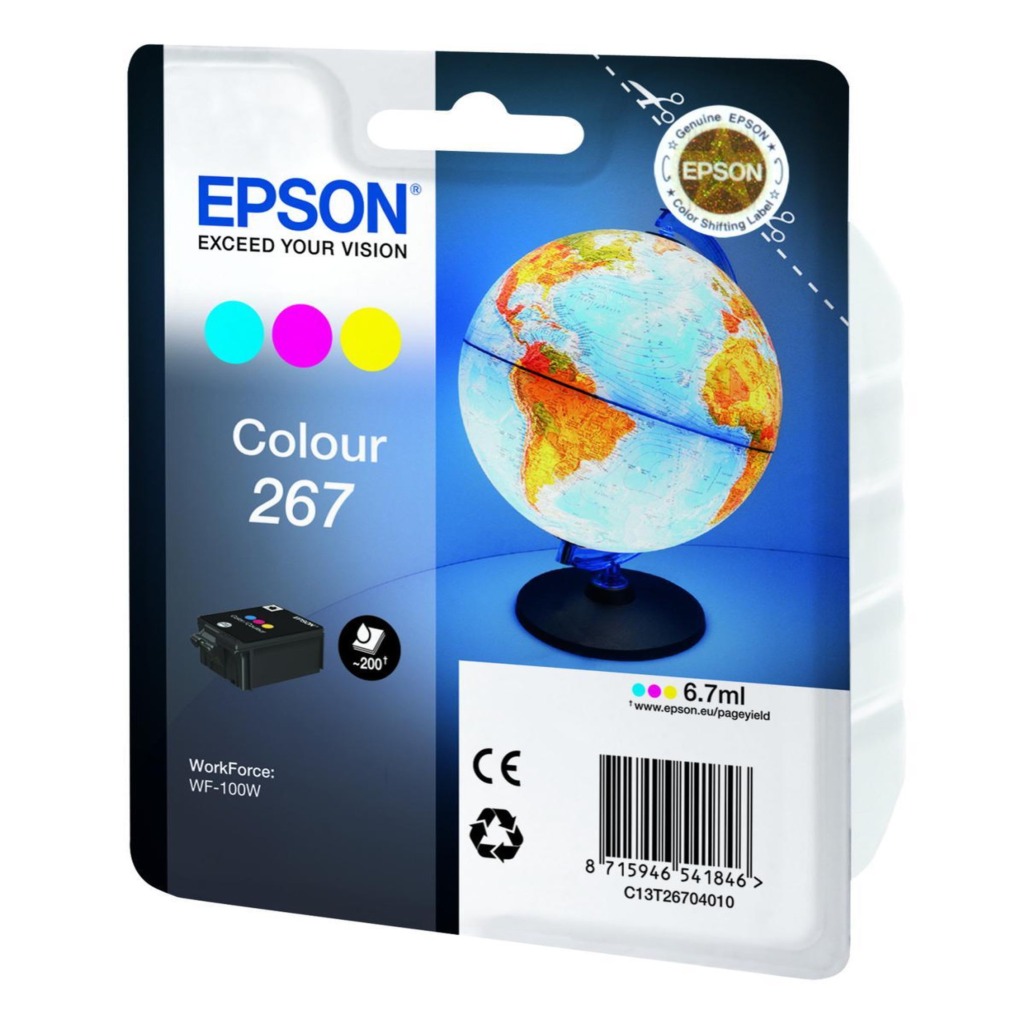 Voir la diapositive 3 : Epson EPSON Cartouche dencre 267 - Cyan, Magenta et Jaune - Capacite standard 200 pages