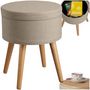 Voir la diapositive 1 : tectake Tabouret avec espace de rangement rond sable