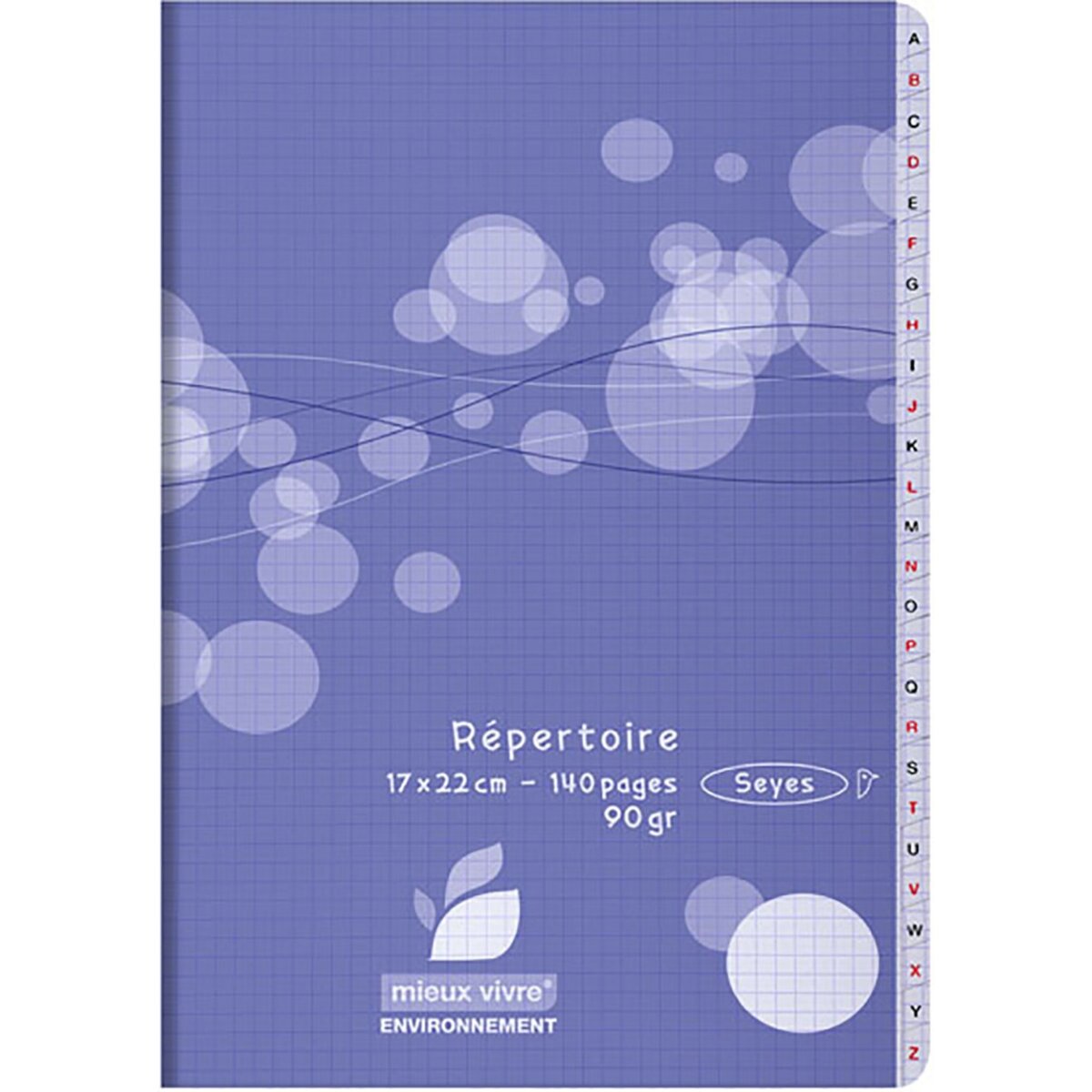 AUCHAN Répertoire piqué 17x22cm - 140 pages - Grands carreaux Seyes - violet
