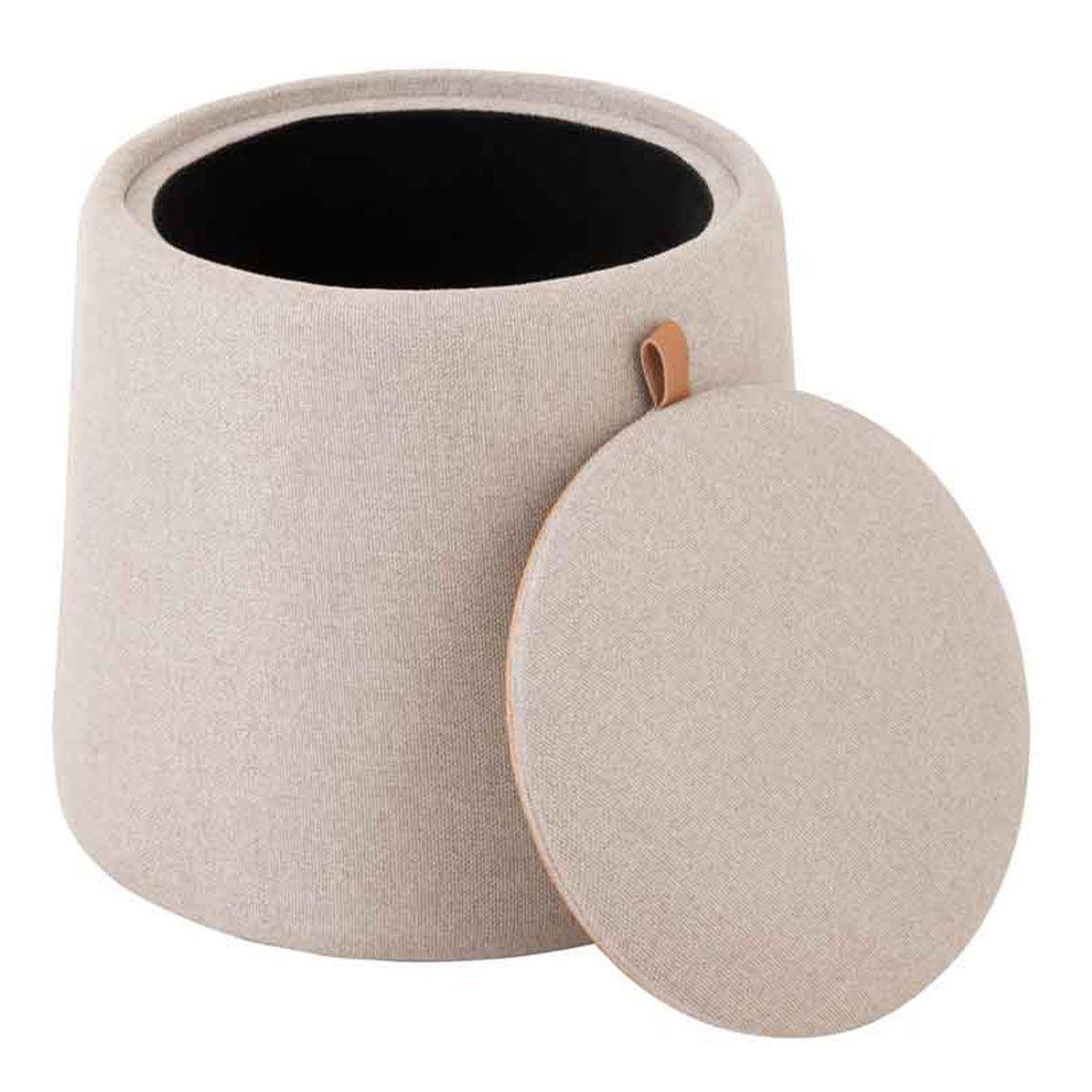 Voir la diapositive 3 : J-LINE Pouf rond design  munica  43cm beige