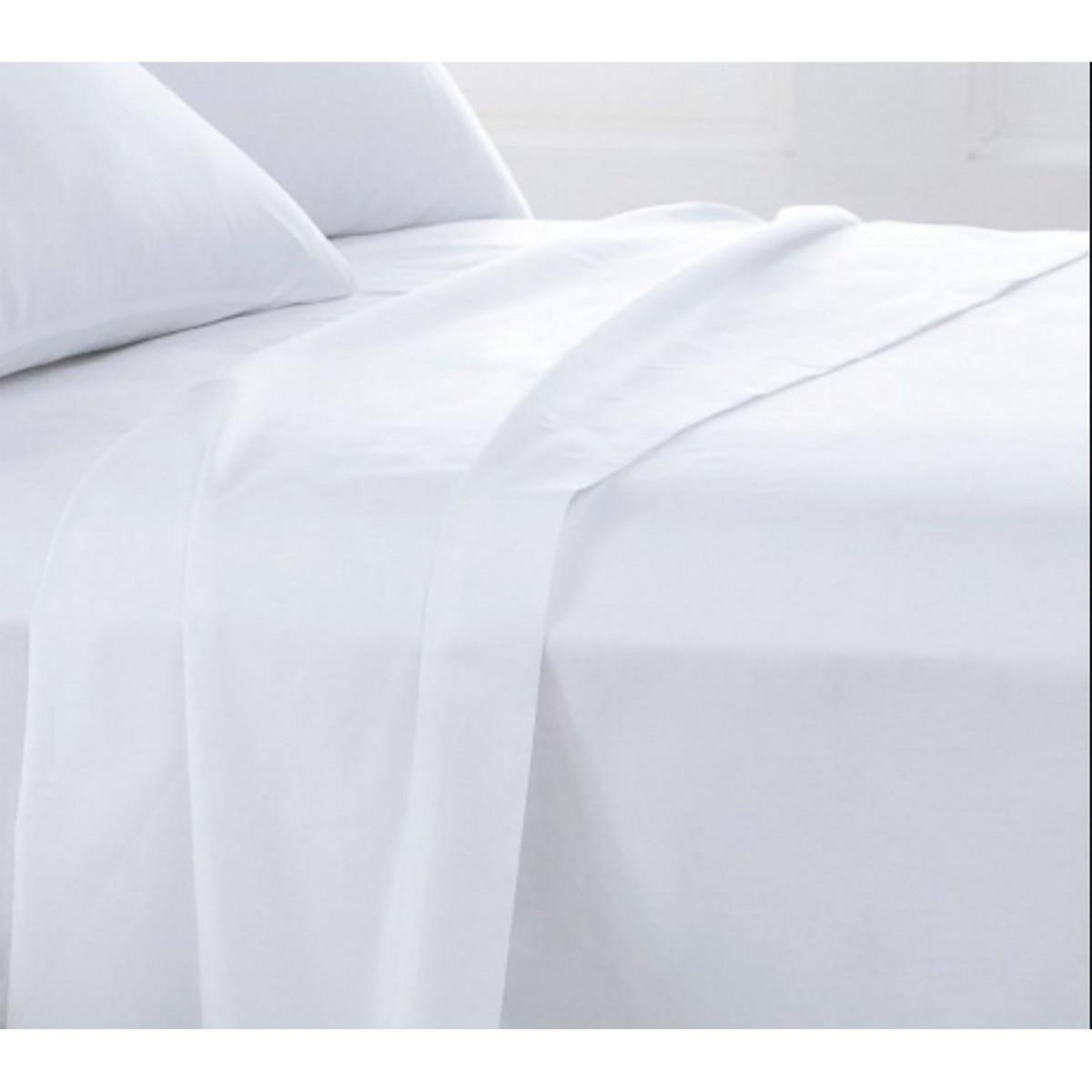 FUTURE HOME Drap plat en polycoton uni blanc 180x200cm