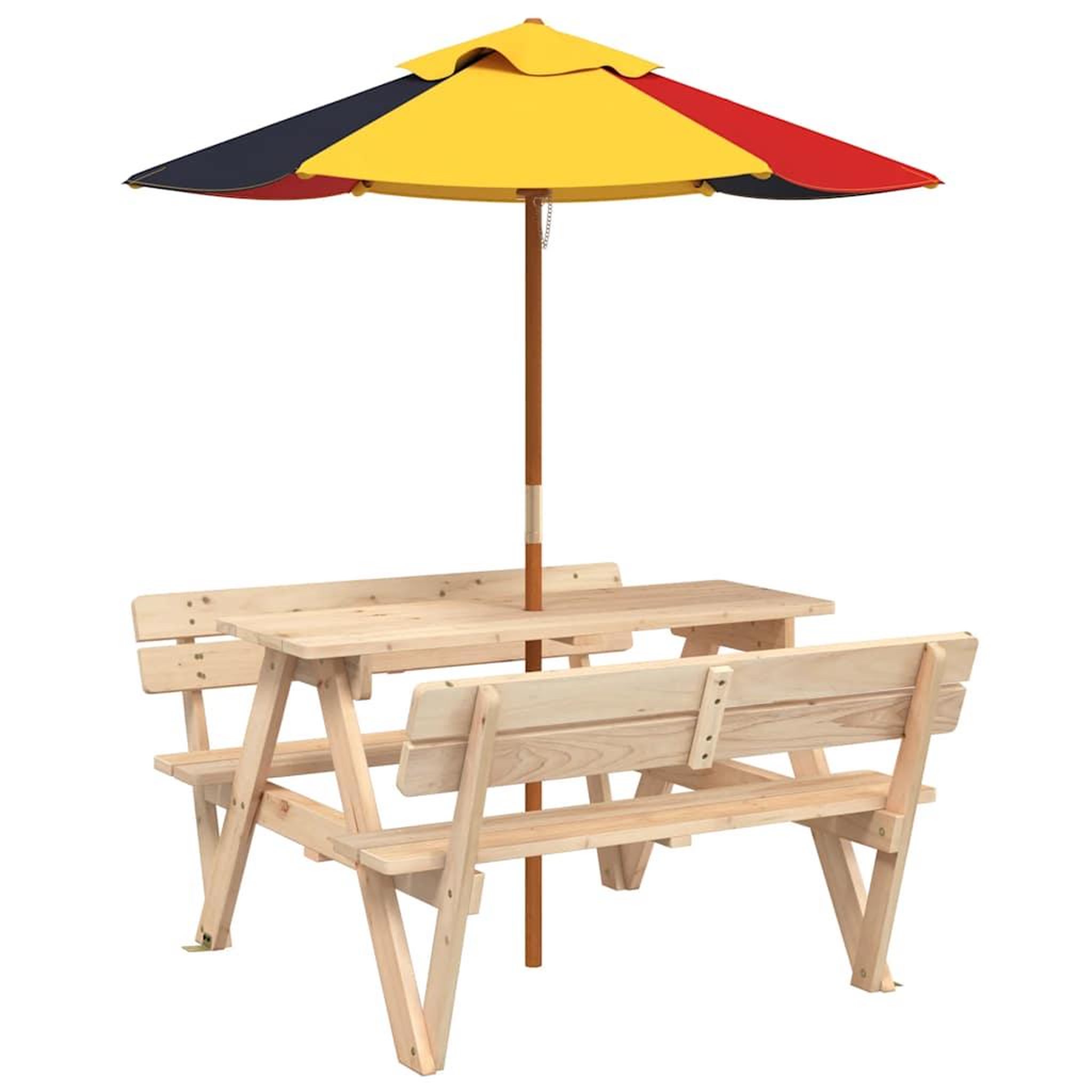 Voir la diapositive 2 : VIDAXL Table de pique-nique pour 4 enfants avec parasol bois de sapin