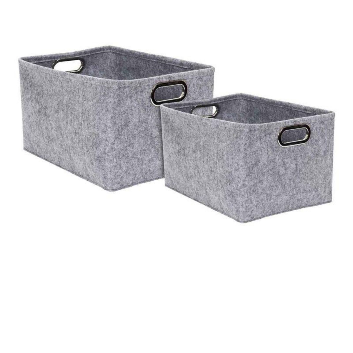 Paris Prix Lot de 2 Paniers de Rangement  Anses  40cm Gris