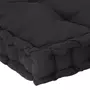VIDAXL Coussin de plancher de palette Coton 120x40x7 cm Noir