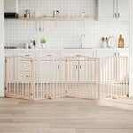 VIDAXL Barriere pour chiens avec porte 4 panneaux bois de peuplier