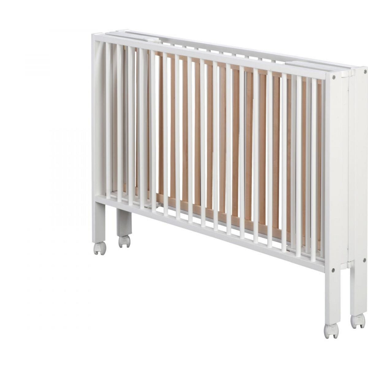 TISSI Lit Pliable Blanc avec Matelas Confortable et Housse de Protection Bleue