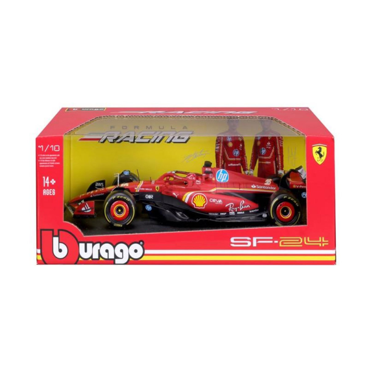 BBurago Voiture Bburago 1 18 Ferrari SF 2024 Formule 1 Italie Leclerc avec casque