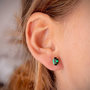 Voir la diapositive 2 : L'ATELIER D'AZUR Boucles d'Oreilles Or 18 Carats 750/000 - Zirconiums Vert Emeraude