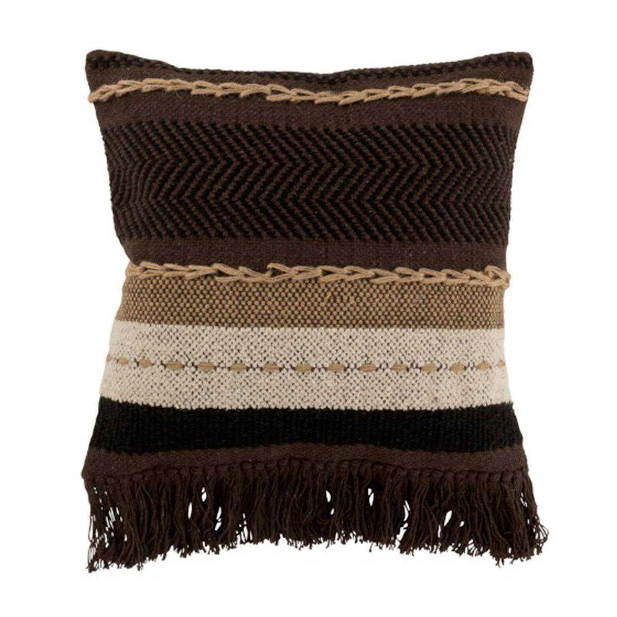 Paris Prix Coussin Déco à Franges  Ethnique  45cm Marron