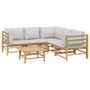 Voir la diapositive 3 : VIDAXL Salon de jardin 6 pcs avec coussins gris clair bambou