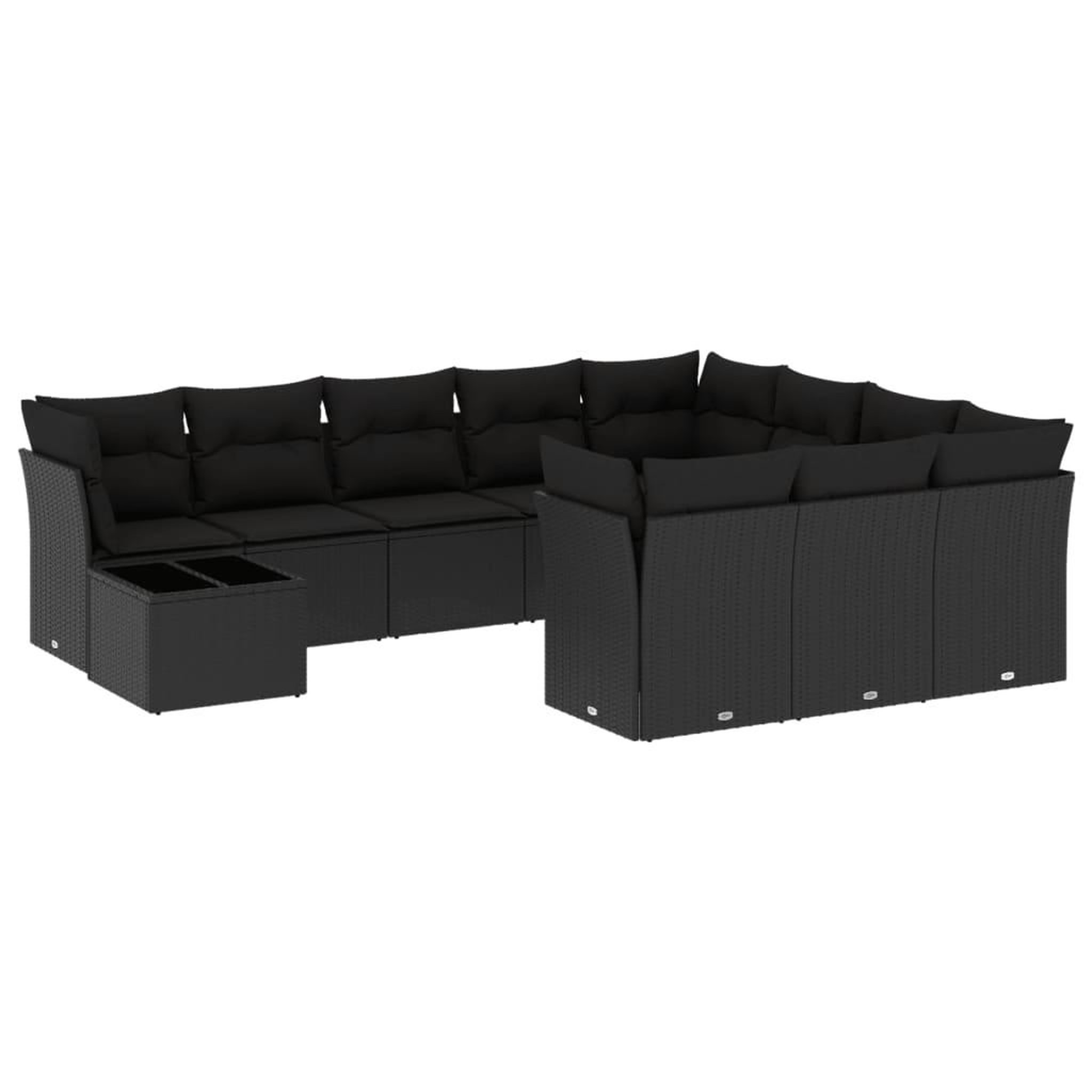 Voir la diapositive 2 : VIDAXL Salon de jardin 11 pcs avec coussins noir resine tressee